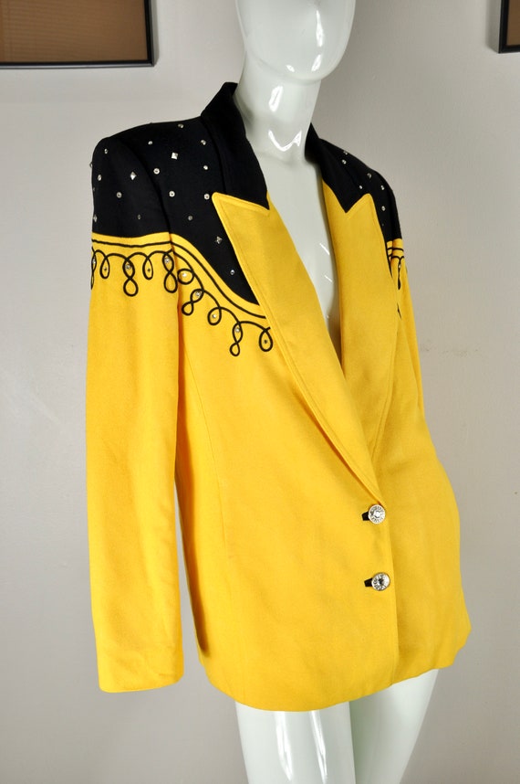 90s Caché Yellow and Black Rhinestone Matador Blaz