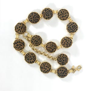 80s Padded Animal Print Chain Belt: Heavy Metal Circle Belt