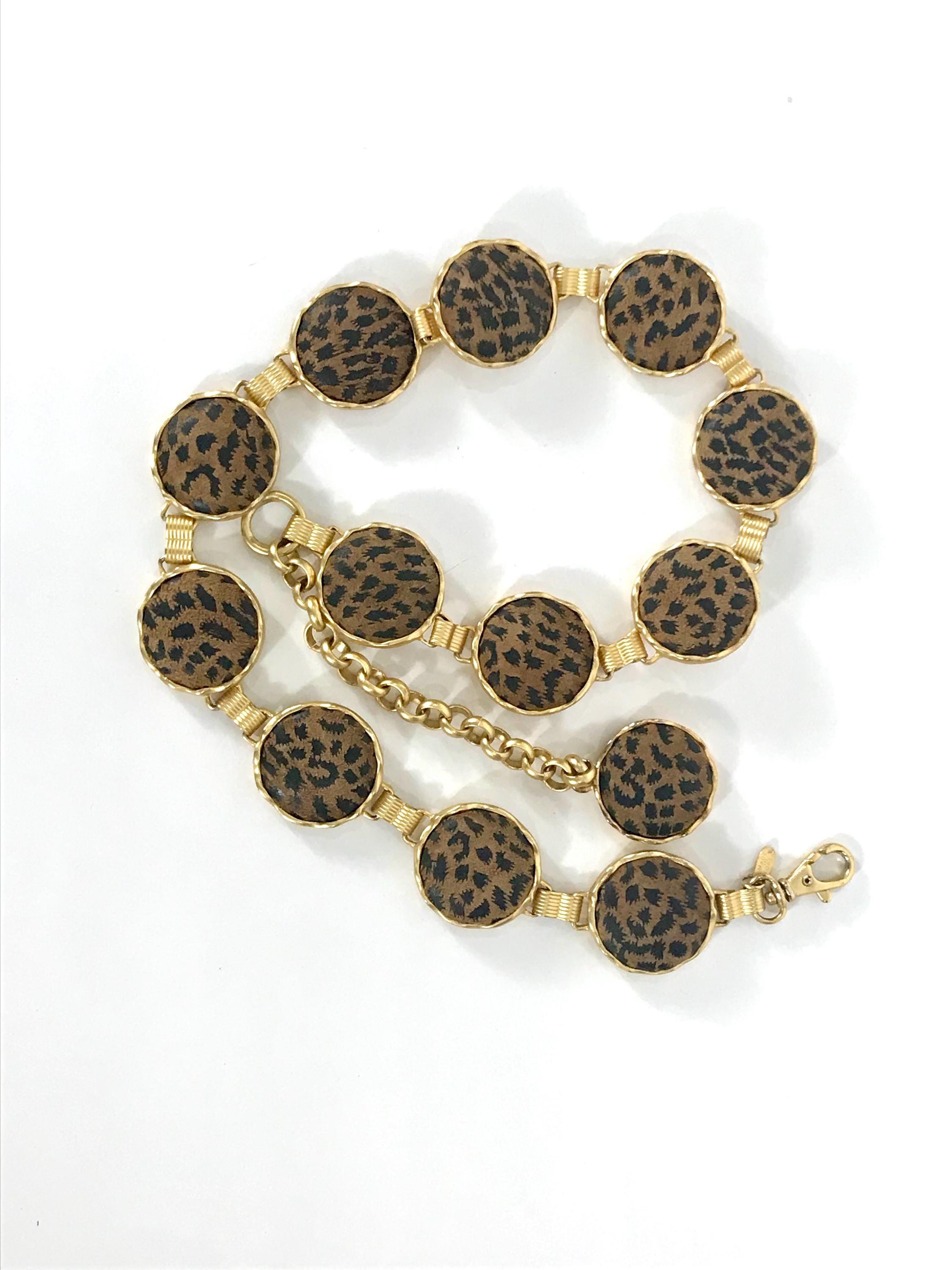 80s Padded Animal Print Chain Belt: Heavy Metal Circle Belt 