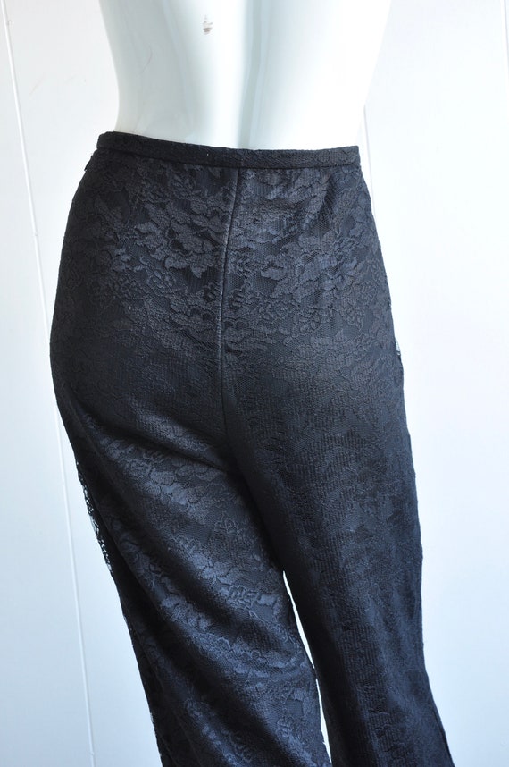 90s Goth Black Lace Pants, Size 10P Waist 26 27, N