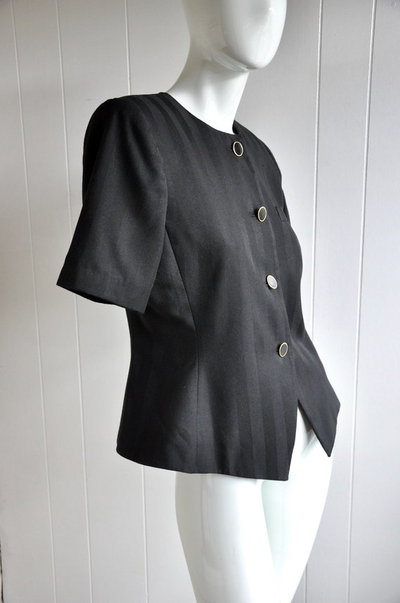 90s Black Short Sleeve Blazer, Size 8, Carolyne B… - image 4