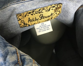 Vintage 70s Denim Feather Jacket Pants Set Ashley Stewart 2X