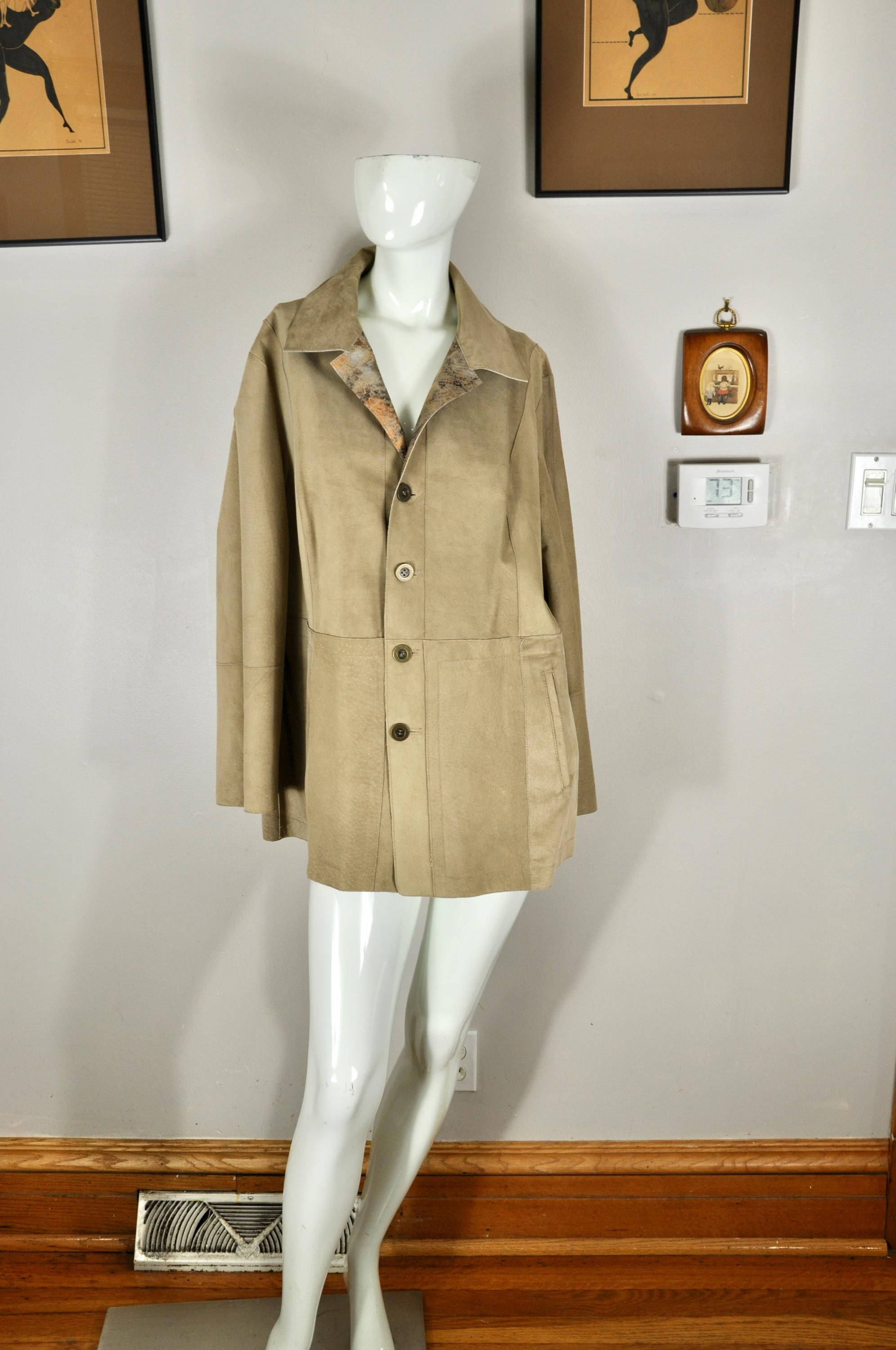 Y2K Metallic Gold Leather Jacket: Reversible Tan Suede, Chico's