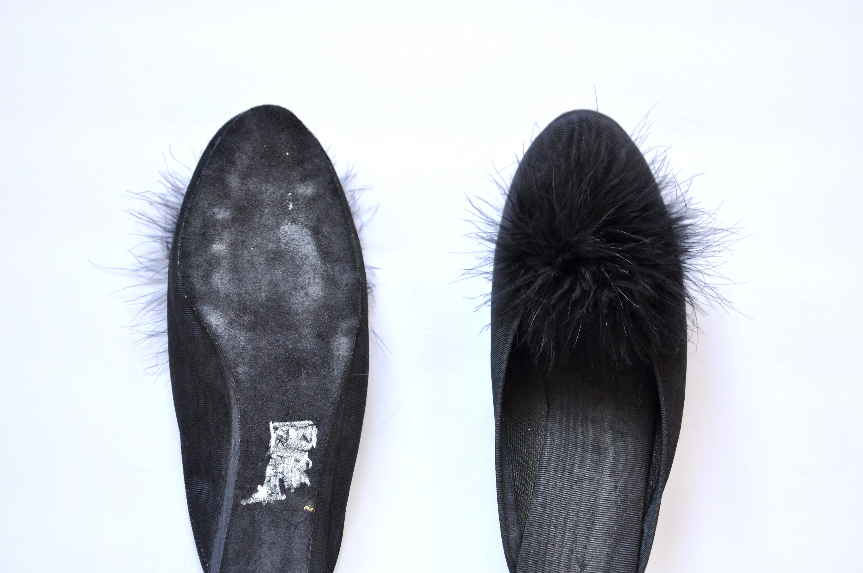 Marabou wedge slippers sale