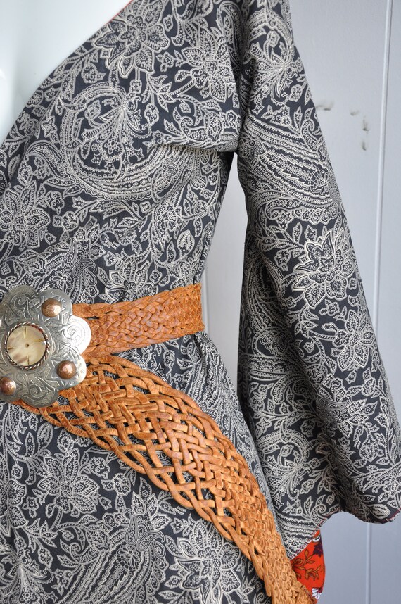 60s 70s Reversible Handmade Kimono, XS, Burnt Ora… - image 6