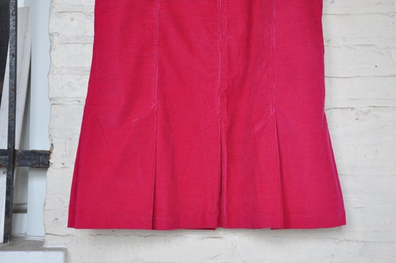RARE 80s Cherokee Hot Pink Corduroy Pleated Skirt… - image 1