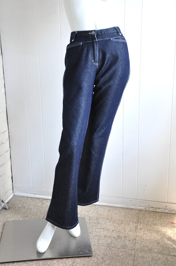 90s Y2K BEBE Dark Wash Denim CONTOUR Jeans, Size … - image 6