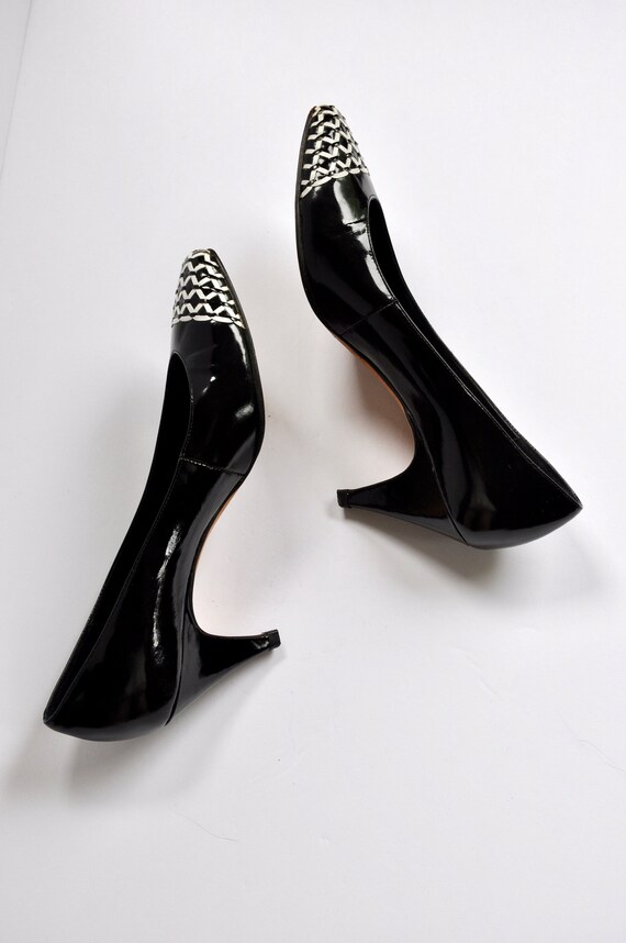 80s Mod Black and White Heels, Enzo Angiolini Vint