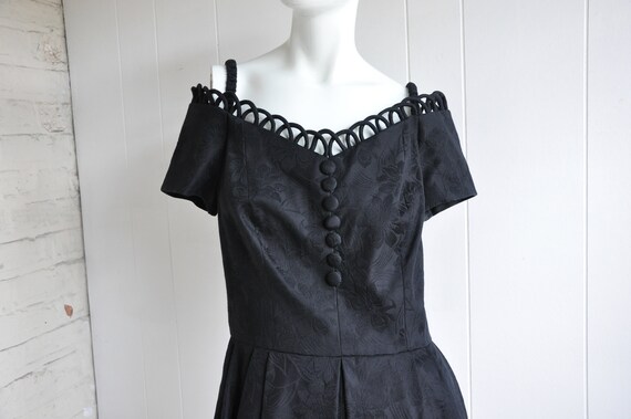 80s Off the Shoulder Little Black Dress w/ Loop-de