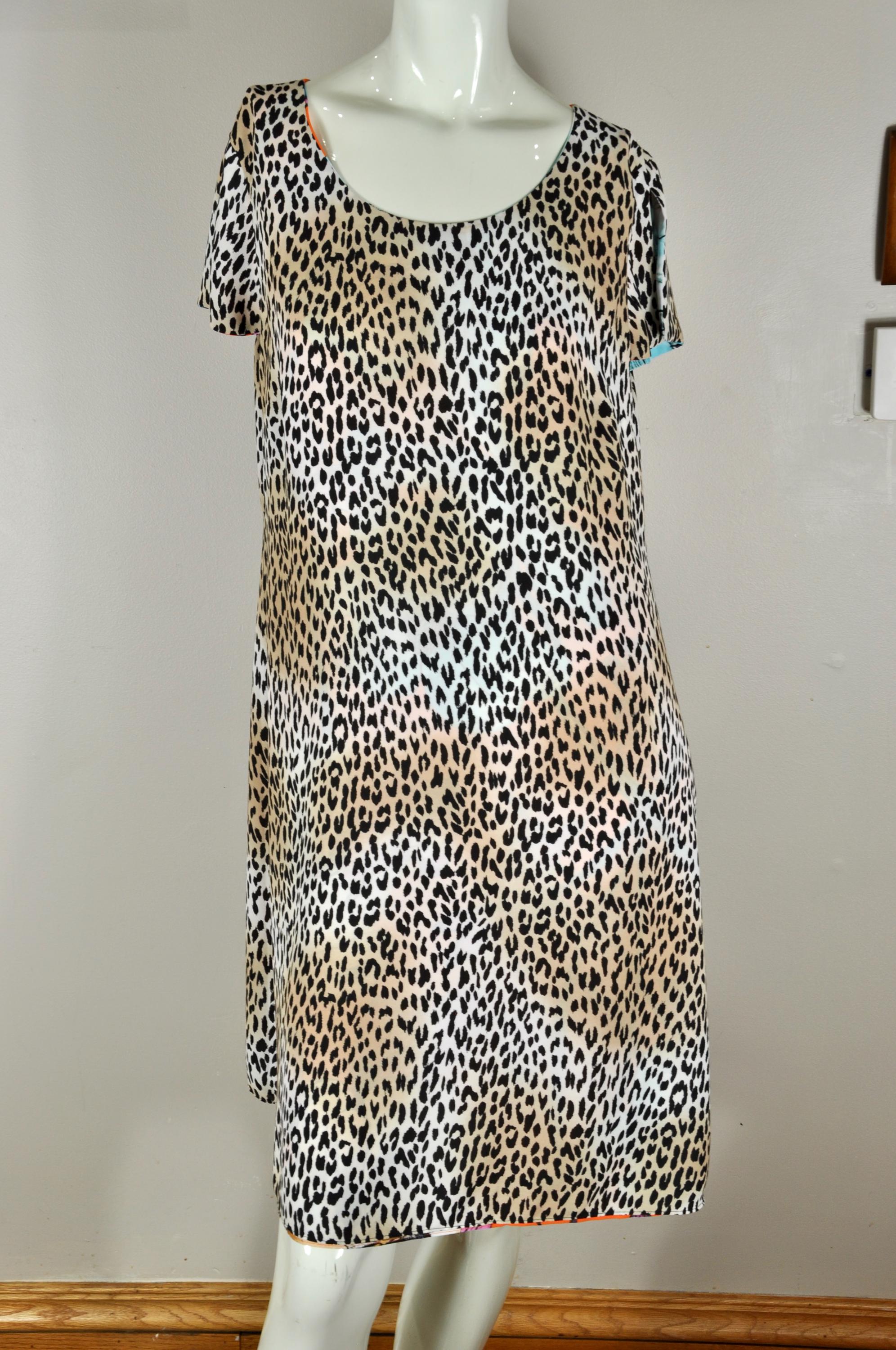 Y2K Chico's Reversible Dress, Tropical Floral and Leopard