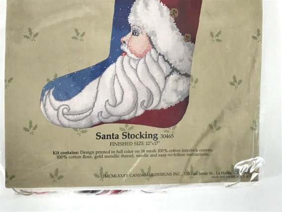 80s Santa Needlepoint Stocking Kit, Something Special, New in Package,  Christmas Needlepoint Home Decor 