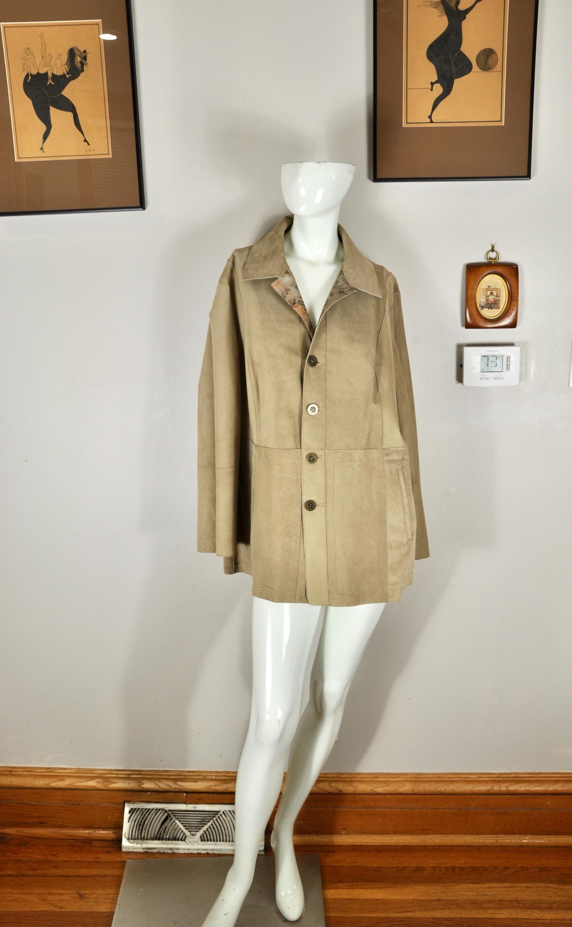 Y2K Metallic Gold Leather Jacket: Reversible Tan Suede, Chico's