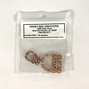 90s Miniature Flower Basket Needlework Polymer Clay Embellishments, Straw Basket Charm, Wicker Basket Needlepoint Cross Stitch Embroidery