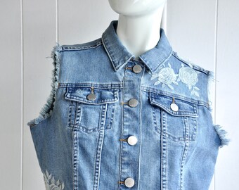 【DISCERNMENT】23SS★ DISCERNMENT's made denim crop vest Adoeren Women Y2k Button Down Denim Vest Sleeveless Open