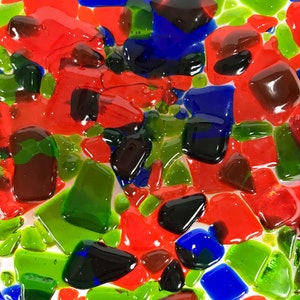 Couvercle de veilleuse en verre fusionné des années 90, rouge vert bleu