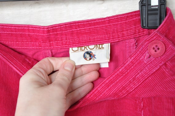 RARE 80s Cherokee Hot Pink Corduroy Pleated Skirt… - image 7