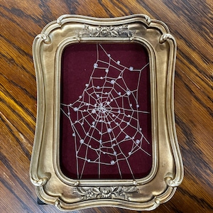 Emroidered spiderweb with dew drops