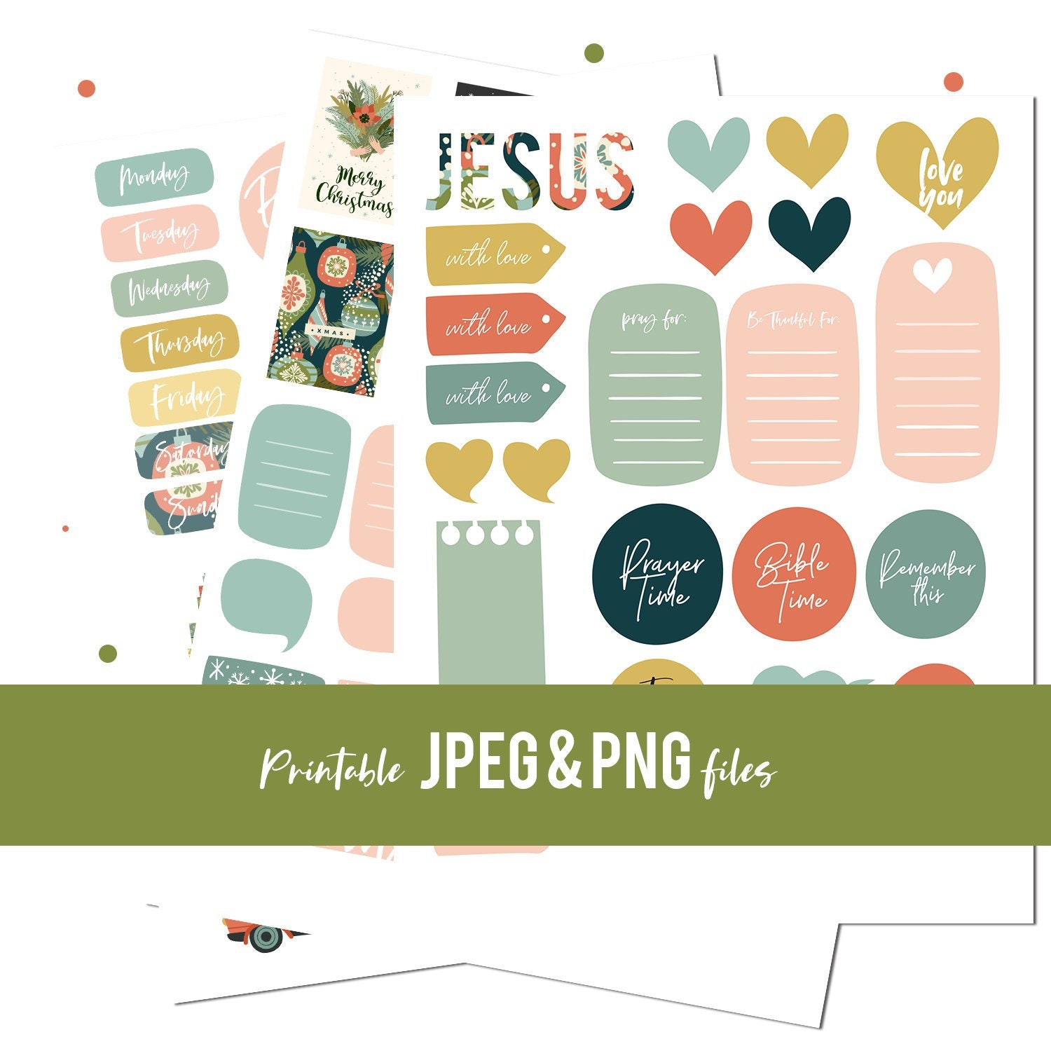 Bible Journaling Printable Stickers Christmas Digital Etsy