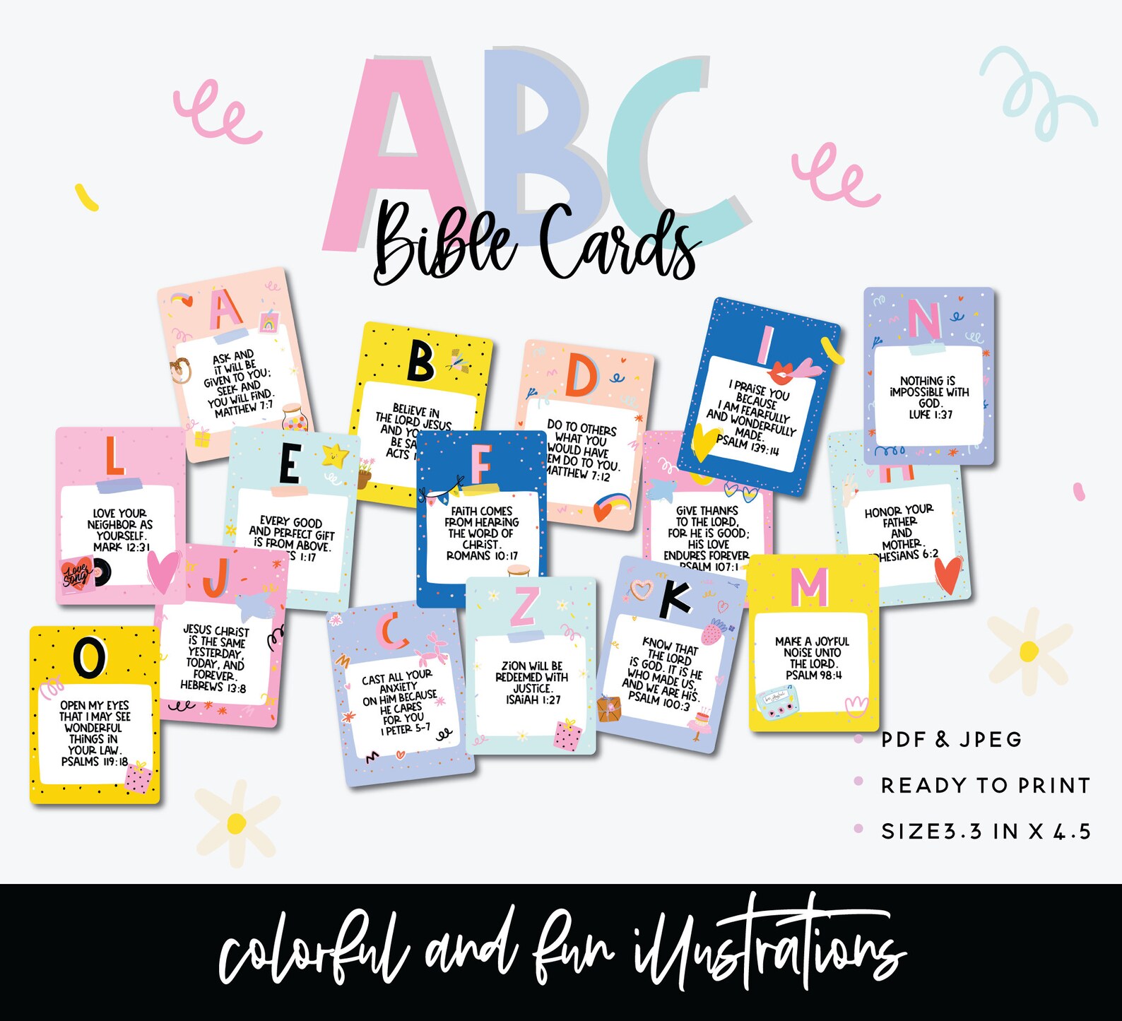 Printable ABC Flash Cards Fun & Cute Cards for Kids PDF PEG Etsy