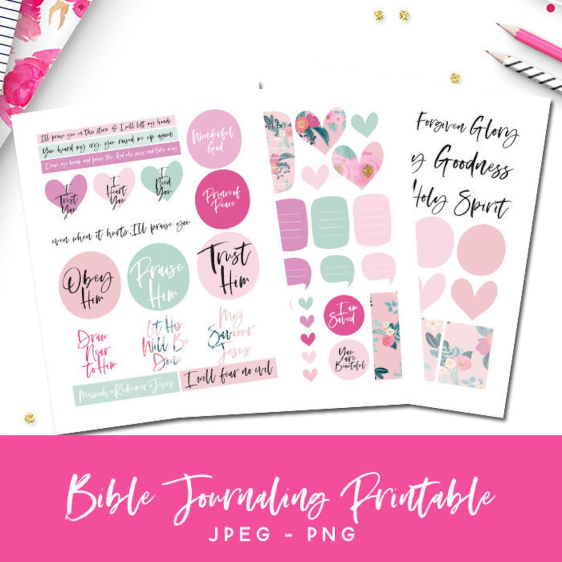 Bible Journaling Printable Stickers Digital Stickers Happy Etsy