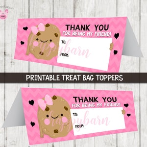 Printable Cookie Bag Toppers, Valentines Day Treat Bag Toppers, School Treat bags, Cookie Bag Toppers