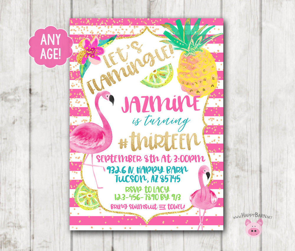 Flamingo Invitations, Pineapple Invitations, Flamingo Pineapple ...