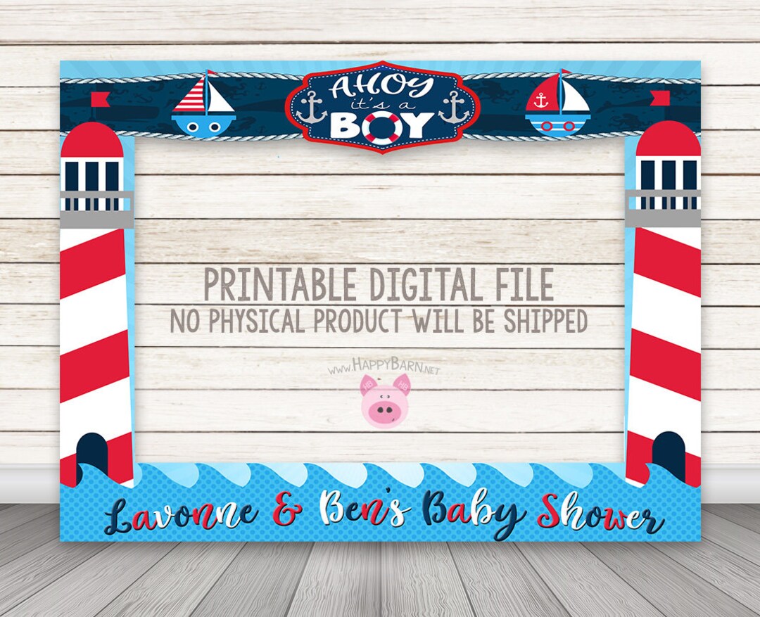 PRINTABLE Nautical Photo Booth Frame,nautical Baby Shower Photo Booth