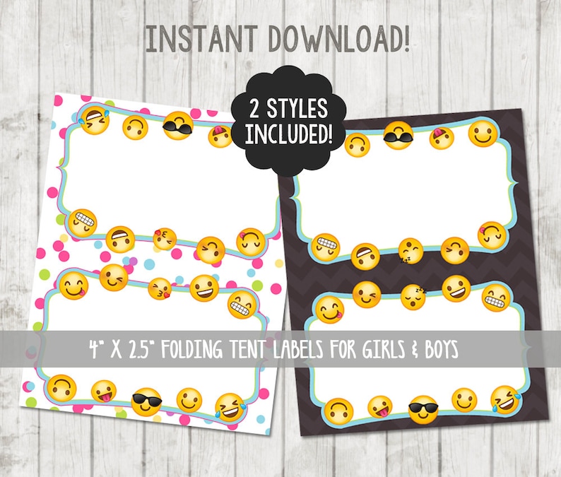 Printable Emoji Food Tent Labels Emoji Food Labels Emoji Party Emoji Tent Cards Emoji Birthday Emoji Party Printable Folding Label Cards