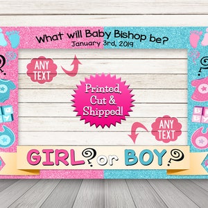 Gender Reveal Photo Booth Frame - PRINTED & SHIPPED or DIGITAL - Gender Reveal Photo Booth Props