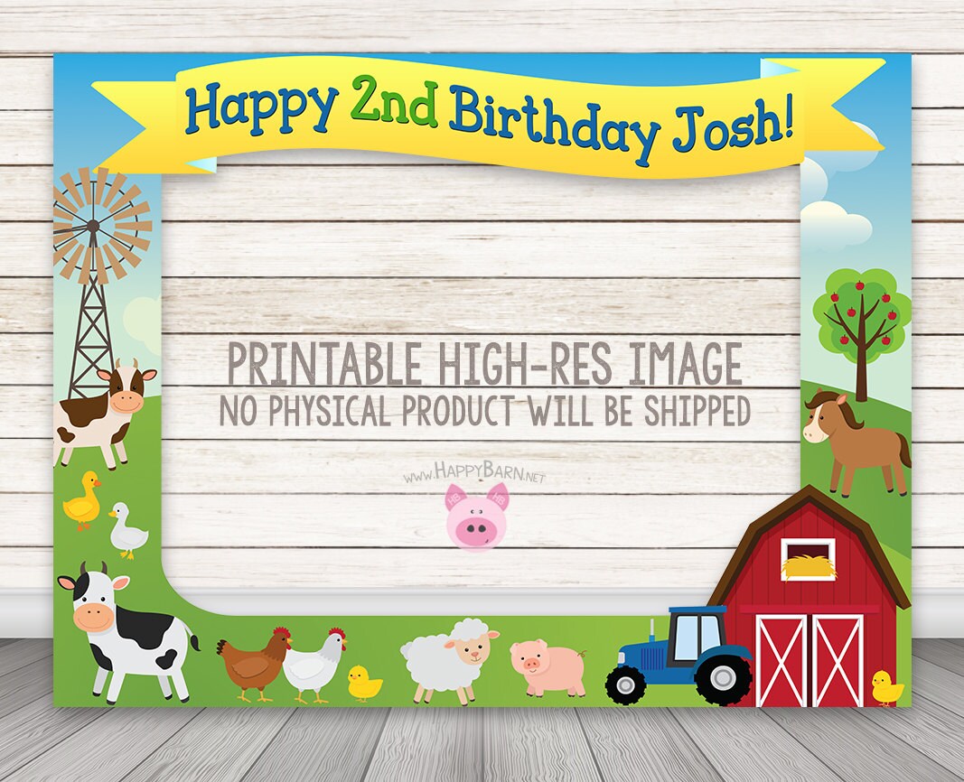 PRINTABLE Farm Birthday Party Photo Booth Frame 32x42 Barn Party Photo Booth Prop photo frame Tractor Farm Party Photobooth