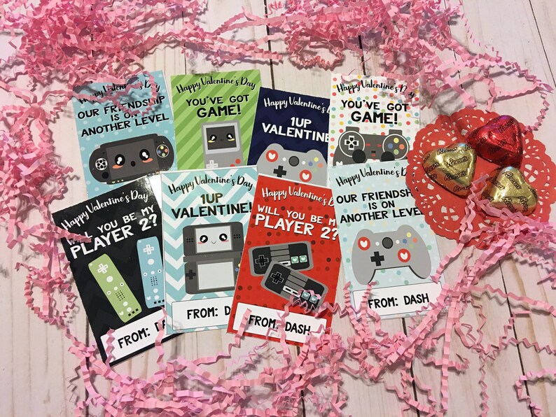 Printable Video Game Valentine's Cards, Video Game Valentines Cards, School Valentines, Gamer Valentines Cards, Printable Valentine's Day image 2