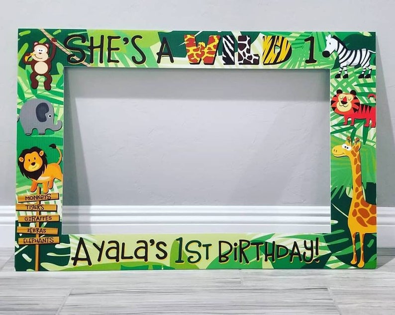 PRINTABLE Jungle Animals photo booth frame, Safari photo booth frame, Jungle Photo Booth Frame, Wild Animals Photobooth, Let's Get Wild image 3
