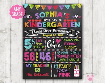 First Day of School Chalkboard Sign: Rainbow Design (Digital Download)