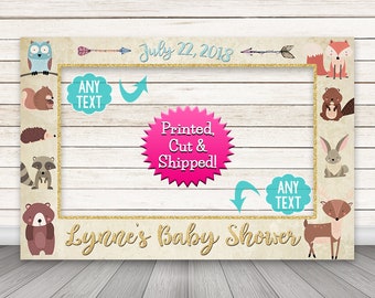 Woodland Creature photo booth frame - PRINTED & SHIPPED - Forest Woodland Animal Photo Booth Props