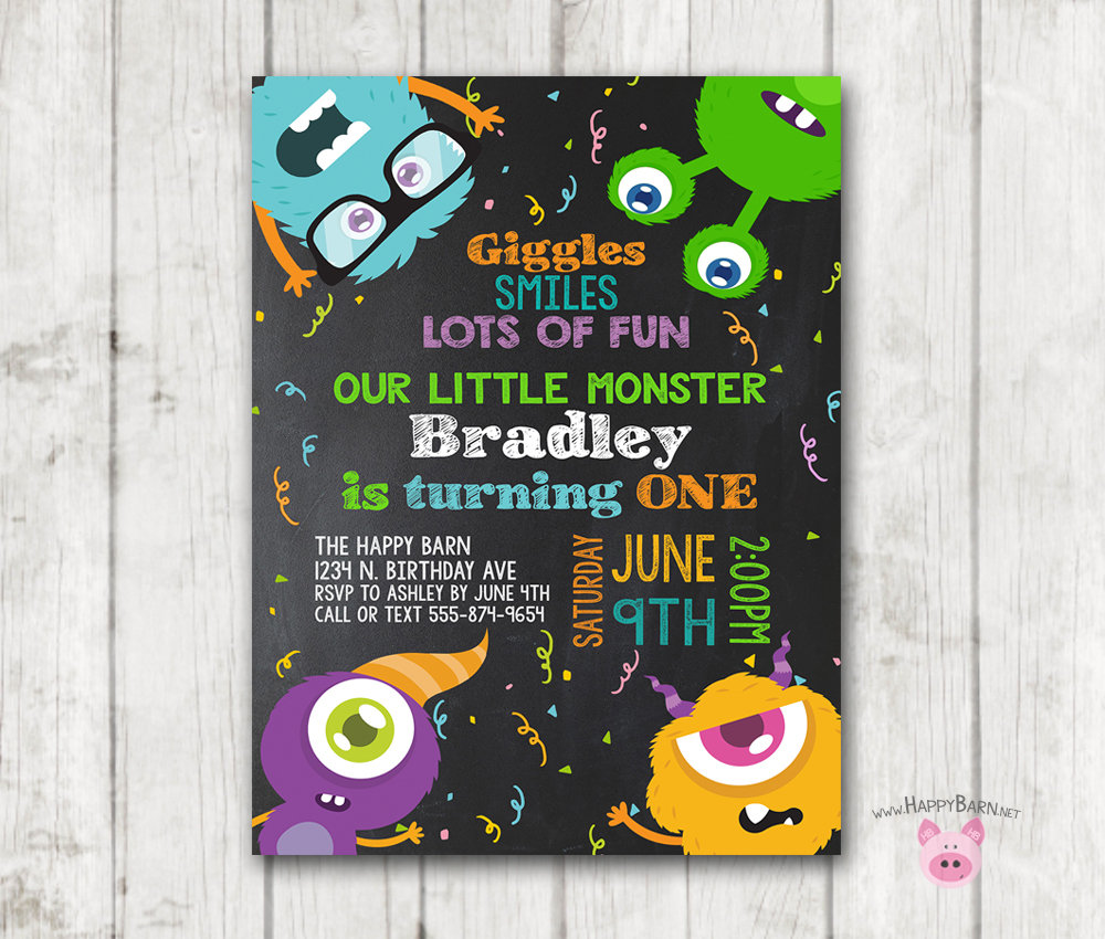Monstre Invitation anniversaire, Invitations de Monster, Monster Party, Monster tableau Invitations, notre petit monstre