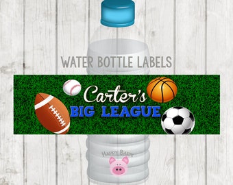 Printable Sports Water bottle Labels, WaterBottle Labels, Football water bottle labels, basketball, baseball, sports labels