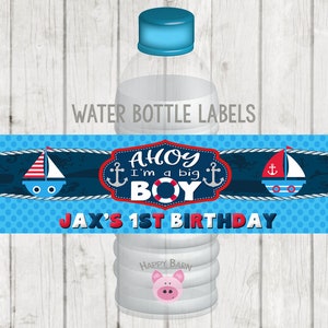 Druckbare nautische Wasserflasche Etiketten, WaterBottle Etiketten, nautische Baby-Dusche-Wasser-Flasche-Etiketten, nautische Geburtstag Etiketten