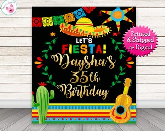 Fiesta Backdrop, Fiesta Photo Booth Backdrop, Mexican Fiesta Backdrop, Cactus, Pinata, Picado Banner, Mexican Fiesta Birthday Backdrop