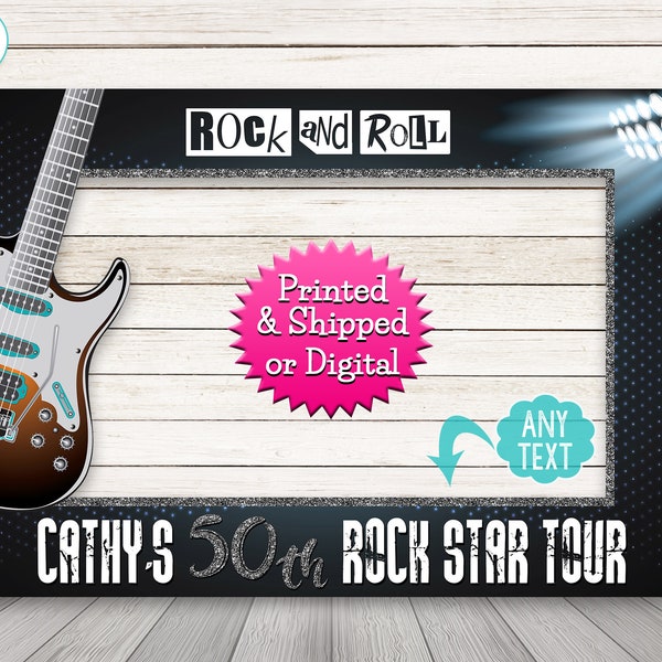 Rock and Roll Photo Booth Frame, Rock Party, Rockstar Guitar Photo Booth Frame, Rock Star Photo Selfie Frame Prop