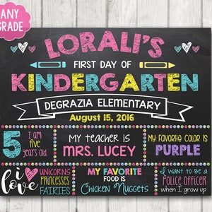 Printable First Day of School Sign, First Day of Preschool Chalkboard Sign, Printable Kindergarten Sign, Back to School sign, first day sign image 2