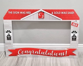 House Photo Booth Frame, New Home Photobooth Frame, Real Estate Agent Selfie Frame, Title Company Selfie Cutout, Real Estate Photo Prop sold