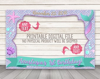 Mermaid photo booth frame, Mermaid Photo Prop Frame, Mermaid Photo Booth Prop Birthday PRINTABLE