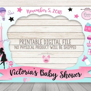 PRINTABLE Paris Baby Shower Photo Booth Frame, French Baby Shower Photo Booth, Paris Gender Reveal Party Photo Booth Frame, London Shower