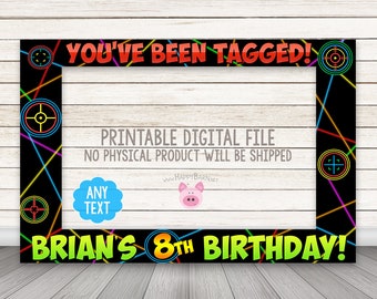 PRINTABLE Laser Tag Photo Booth Frame, Laser Tag Birthday Photobooth Frame, Neon Laser Tag Frame, Glow Party, Laser Tag Party, Laser Targets