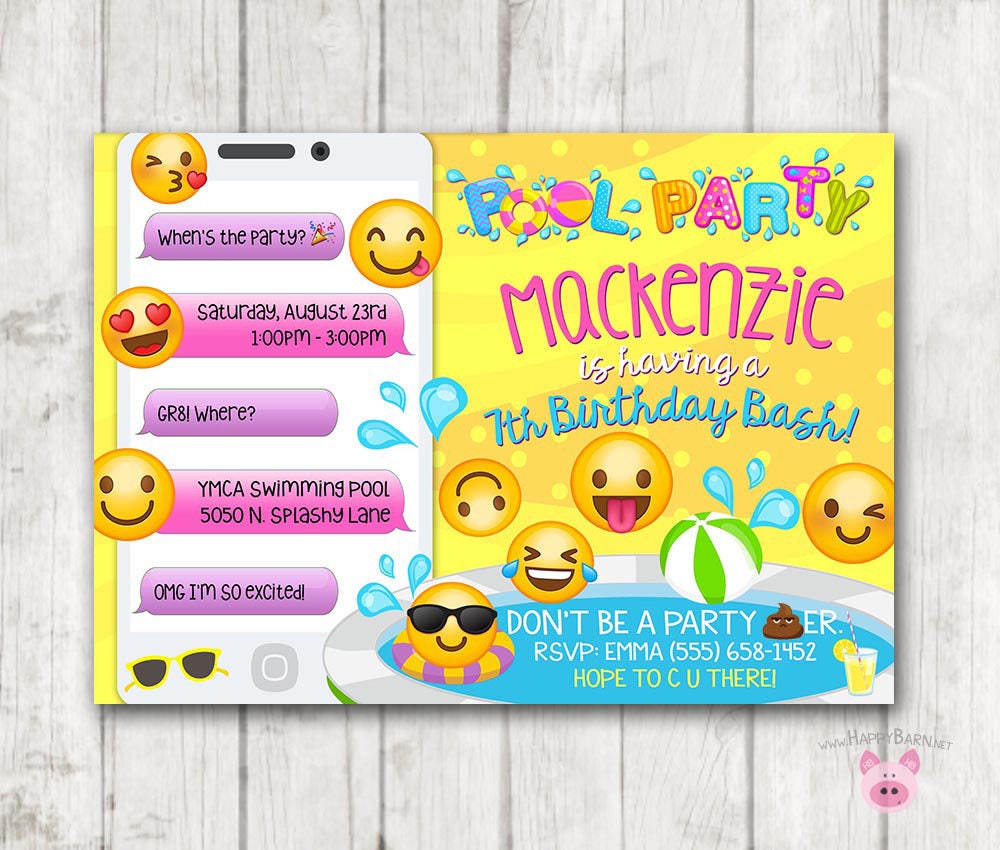Printable Emoji Pool Party Party Invitation Swim Party Emoji | Etsy Canada
