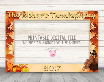 PRINTABLE Thanksgiving photo booth frame, Fall photo booth frame, Holiday Party Selfie Frame, Turkey Day Photo Booth Frame, Thanksgiving Day