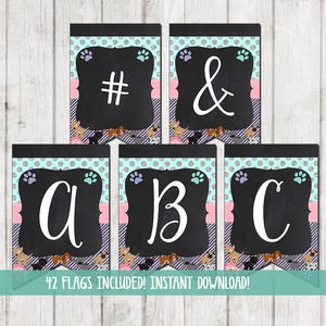 Printable Puppy Banner, Chalkboard Bunting Puppy Printable Banner, Puppy Party, Pawty Flag Banner, Dog Banner, Paw-ty Flag Banner, Doggie