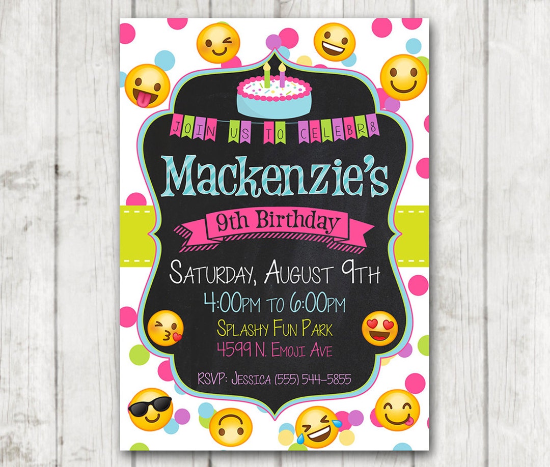Printable Emoji Birthday Party Invitation, Emoji Invitations, Custom ...