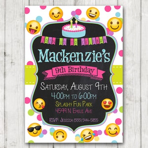 Printable Emoji Birthday Party Invitation, Emoji Invitations, Custom ...
