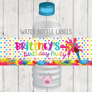 Printable Paint Party Water bottle Labels, WaterBottle Labels, Paint Art Party Water Bottle Labels PDF